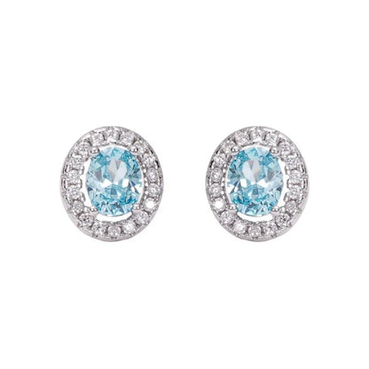 Aretes Zirconia Ovalada Azul