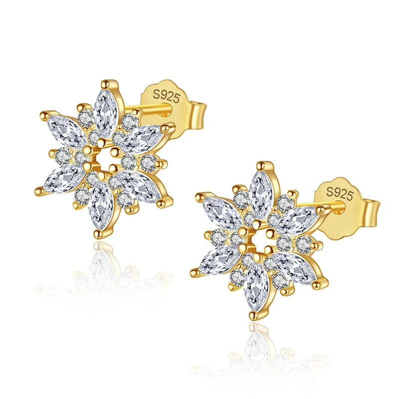 Aretes Copo de Nieve con Zirconias