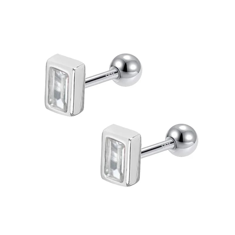 Aretes Zirconia Cuadrada Blanca o Negra