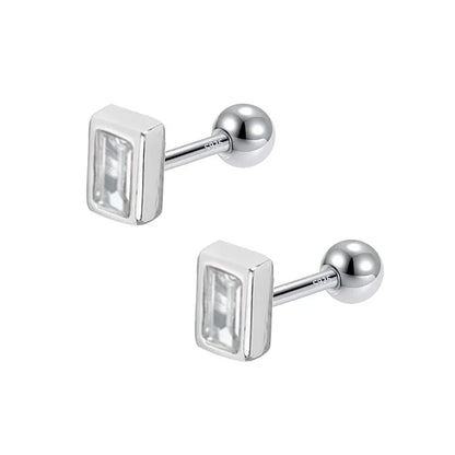 Aretes Zirconia Cuadrada Blanca o Negra