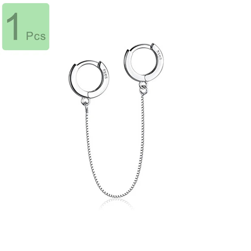 Arete Individual Doble Aro con Cadena