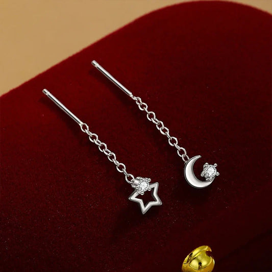 Aretes Luna y Estrella con Borla
