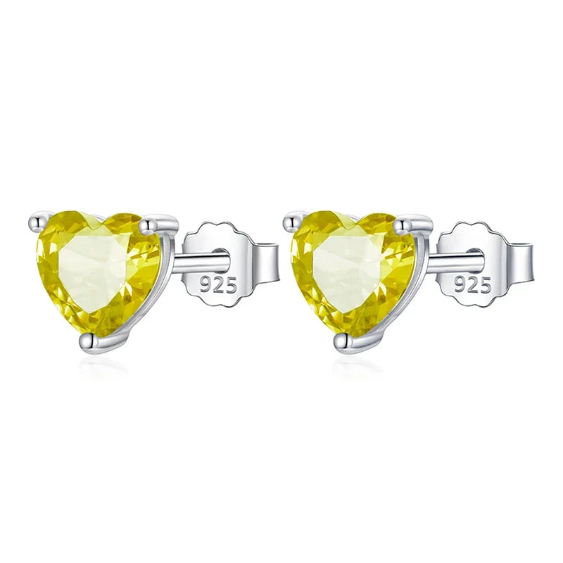 Aretes Mini Corazón con Zirconia de Color