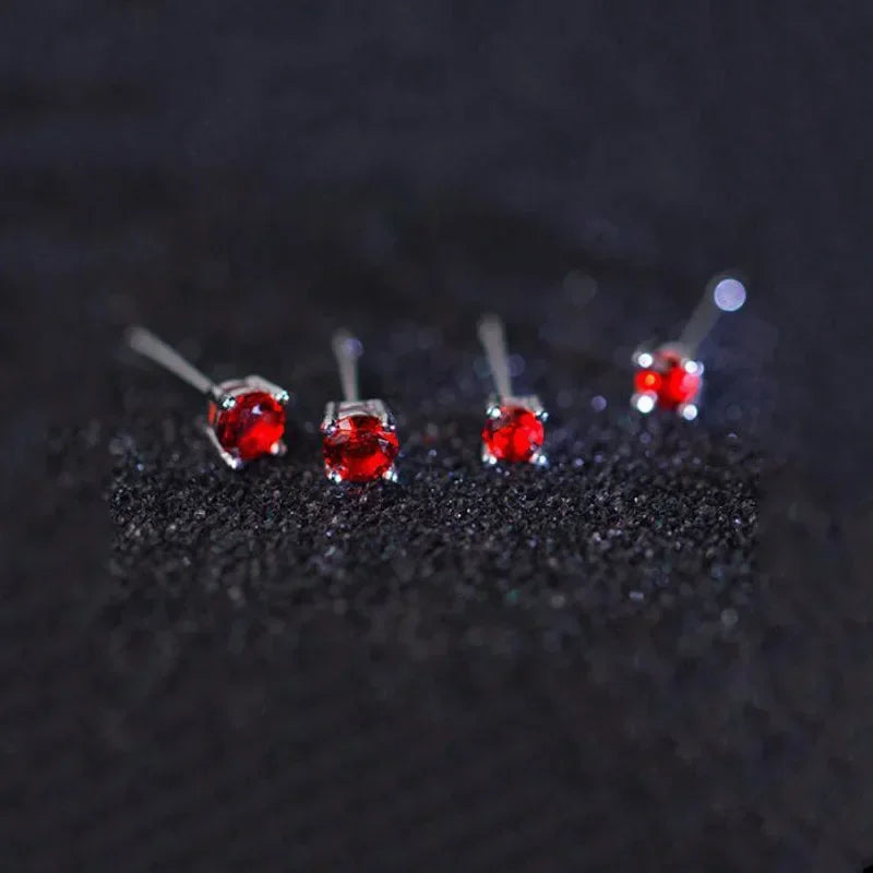 Aretes Mini Zirconia Roja