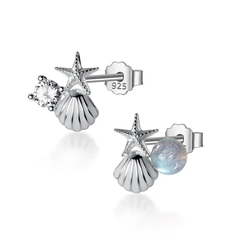 Aretes Asimétricos Estrella de Mar y Concha