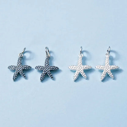Dije Estrella de Mar Plateada o Envejecida