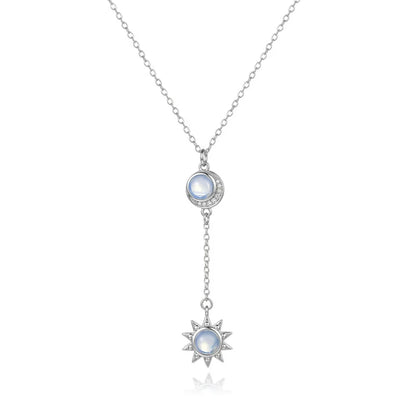Collar Sol, Luna y Estrella con Piedra Luna