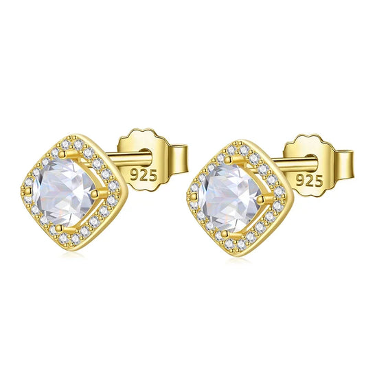 Aretes Cuadrados con Zirconias Brillantes