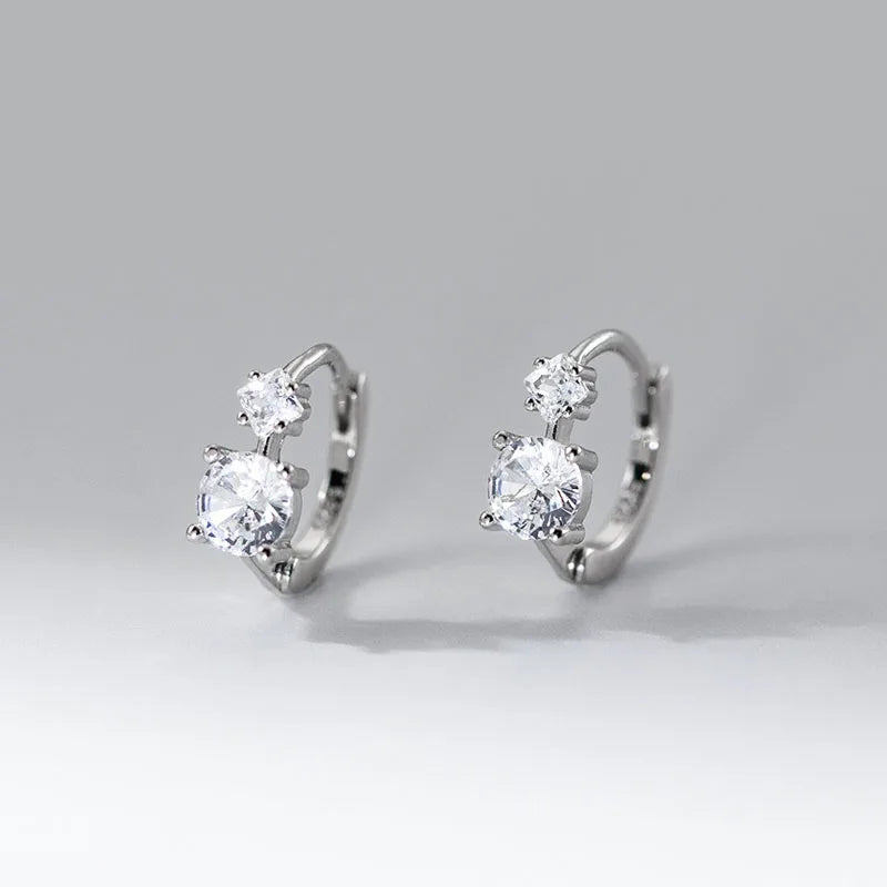 Aretes Doble Zirconia Redonda