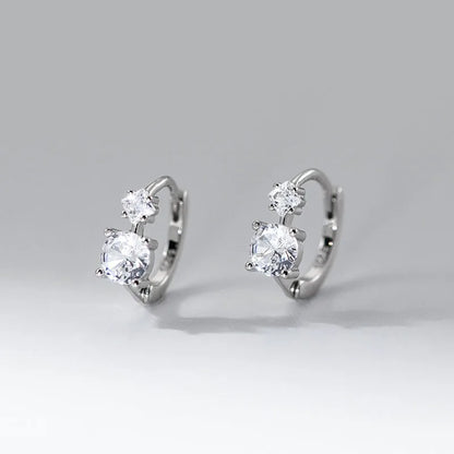 Aretes Doble Zirconia Redonda