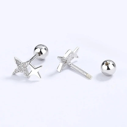 Aretes Estrella Brillante con Cierre de Rosca