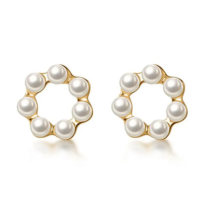 Aretes Flor Calada con Perla