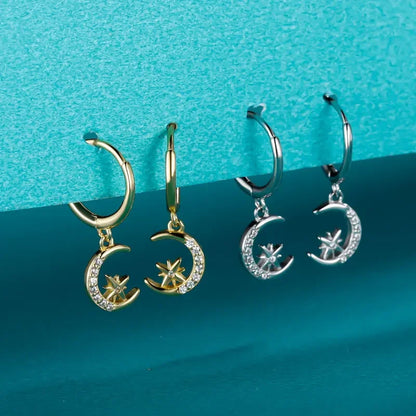 Arracadas Asimétricas Luna y Estrella