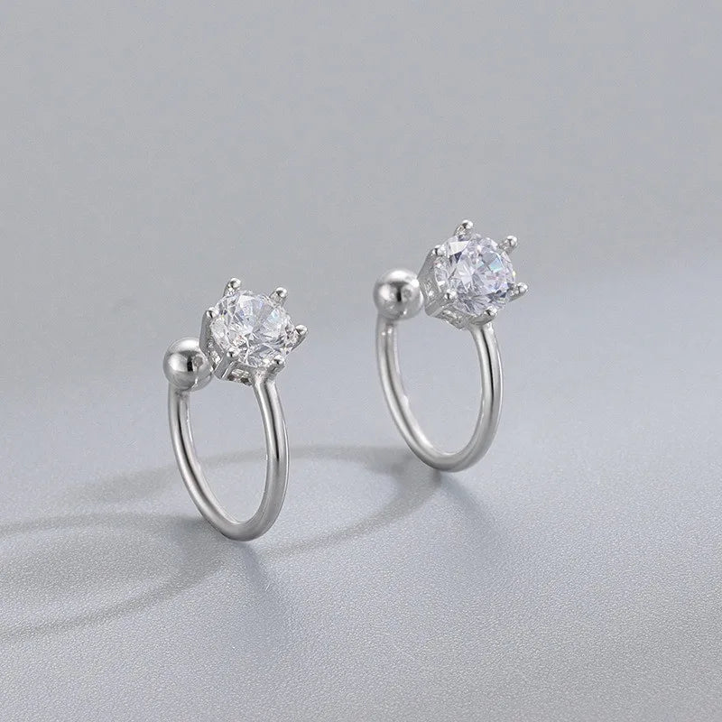 Aretes de Clip con Zirconia en Seis Garras
