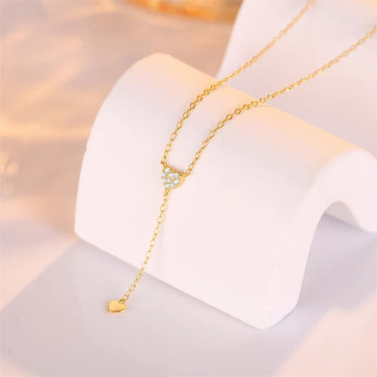 Collar en Y Corazón con Flecos