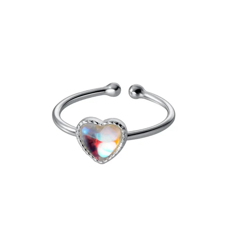 Anillo Abierto Corazón Esmaltado en Degradado