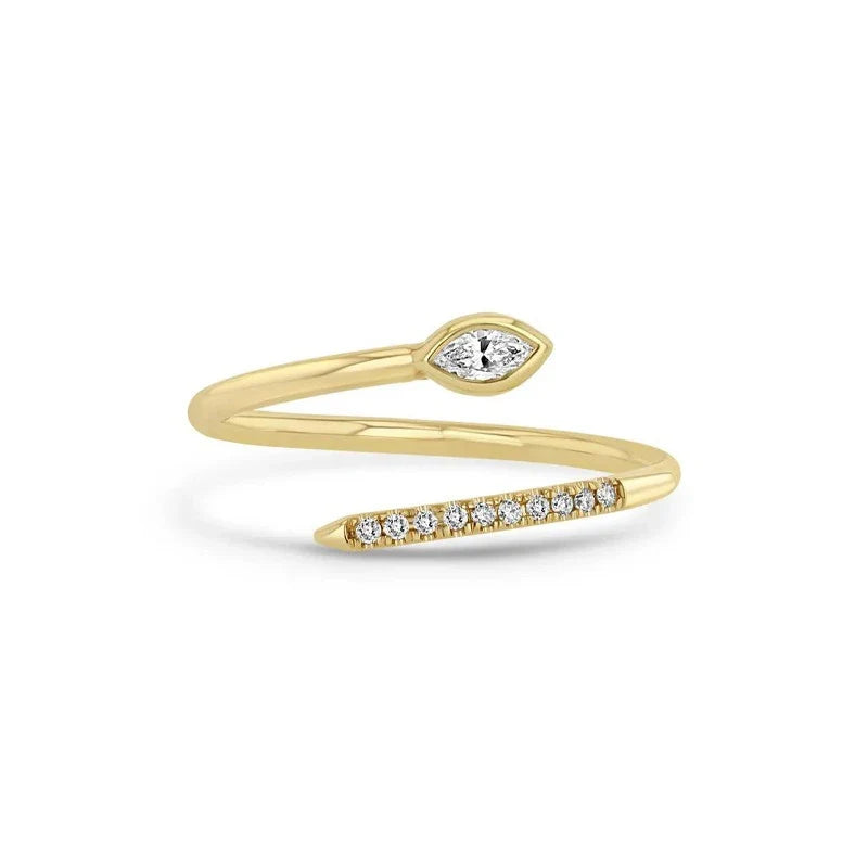 Anillo Serpiente Abierto con Zirconias