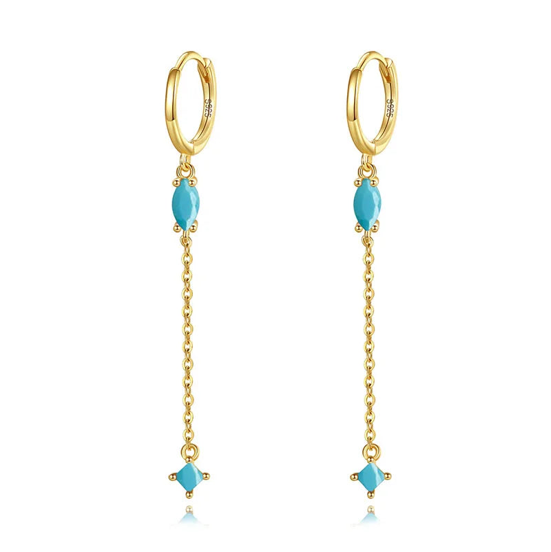 Arracadas con Borla de Cadenas y Zirconia de Color