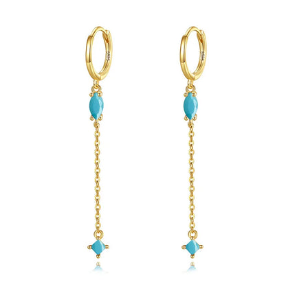 Arracadas con Borla de Cadenas y Zirconia de Color