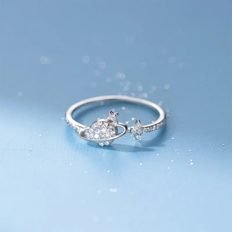 Anillo Abierto Planeta con Zirconias