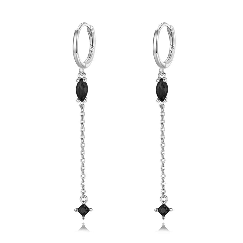 Arracadas con Borla de Cadenas y Zirconia de Color
