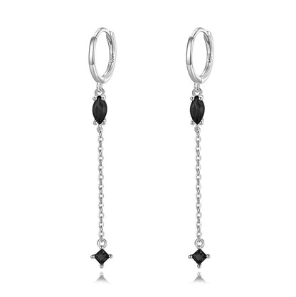 Arracadas con Borla de Cadenas y Zirconia de Color
