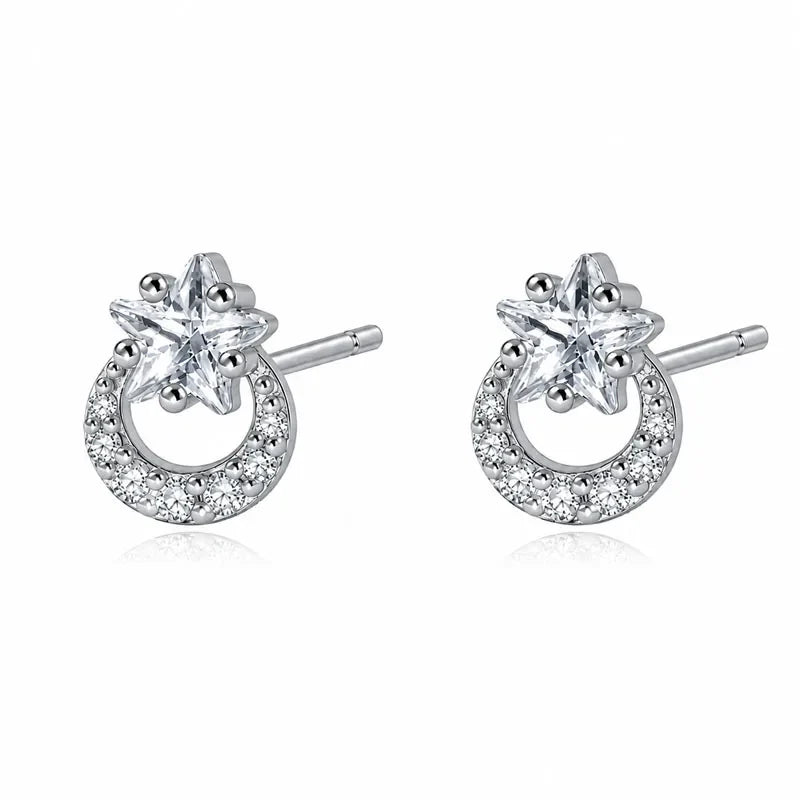 Aretes Luna y Estrella con Zirconias