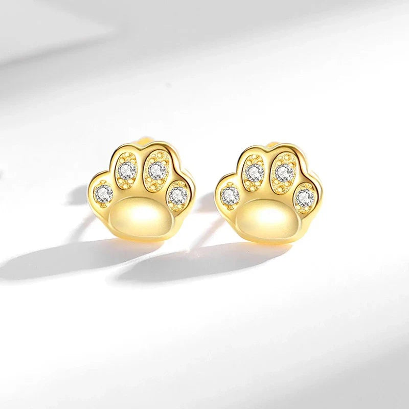 Aretes Huellita de Gato en Plateado o Dorado
