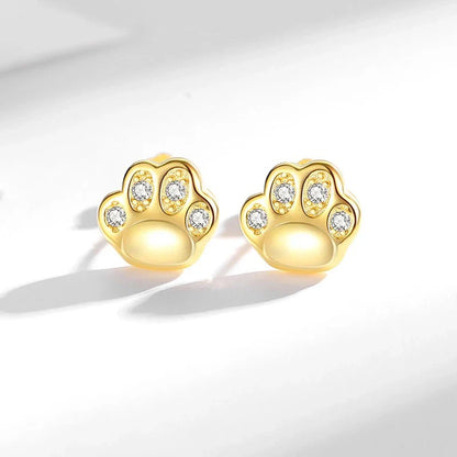 Aretes Huellita de Gato en Plateado o Dorado
