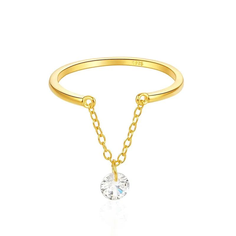 Anillo Abierto de Cadena con Zirconias