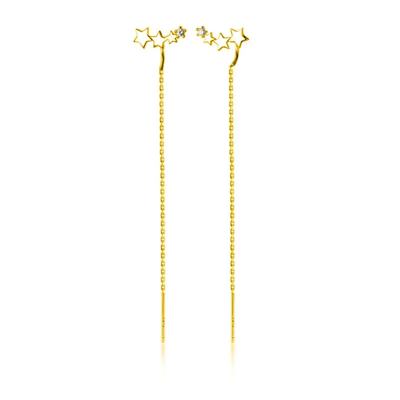 Aretes Largos de Cadena con Estrella