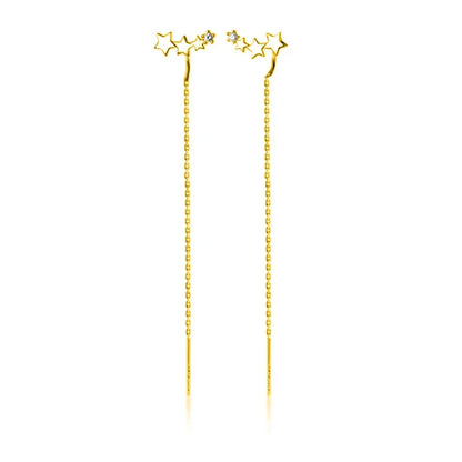 Aretes Largos de Cadena con Estrella