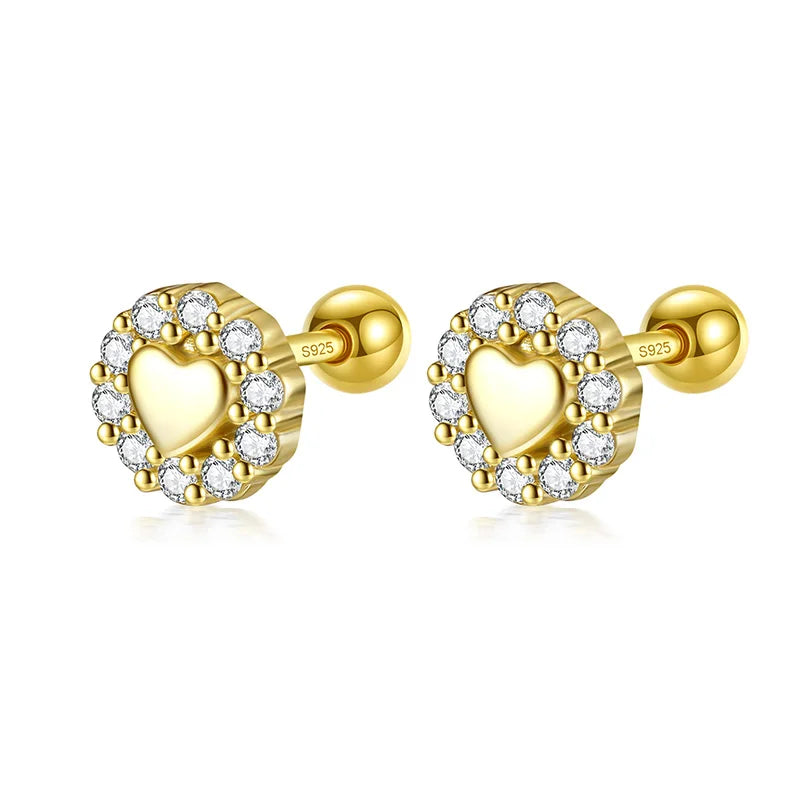 Aretes Corazón Romántico con Cierre de Rosca