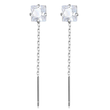 Aretes Largos con Zirconia Colgante en Cinco Formas