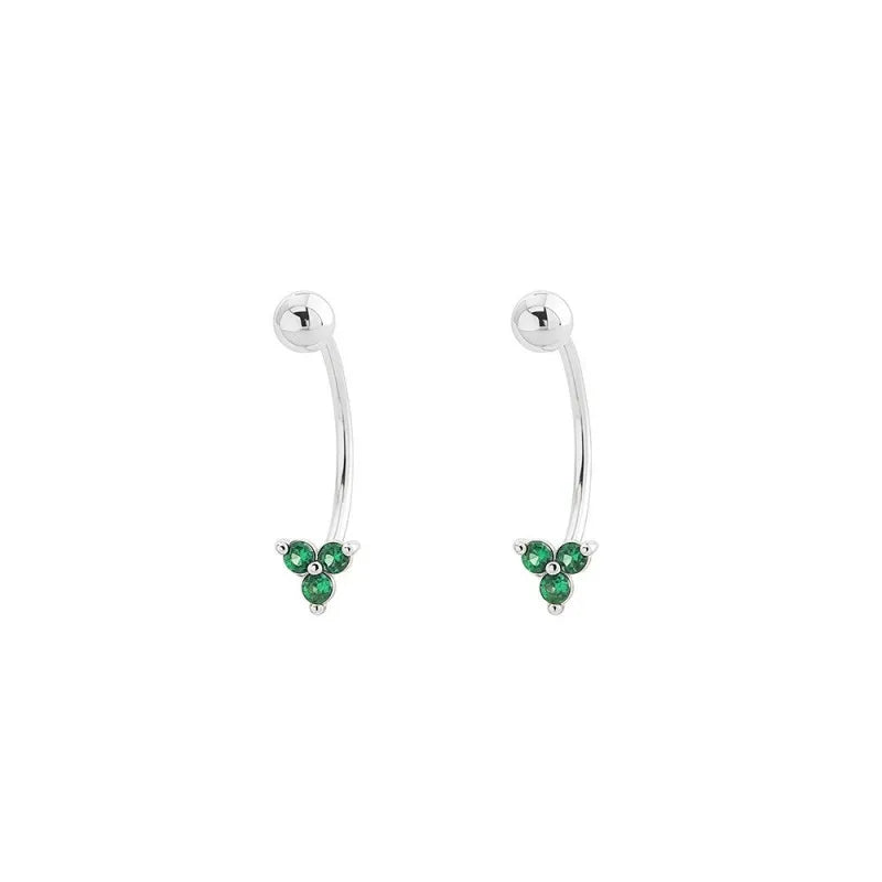 Aretes en C con Tréboles de Zirconia