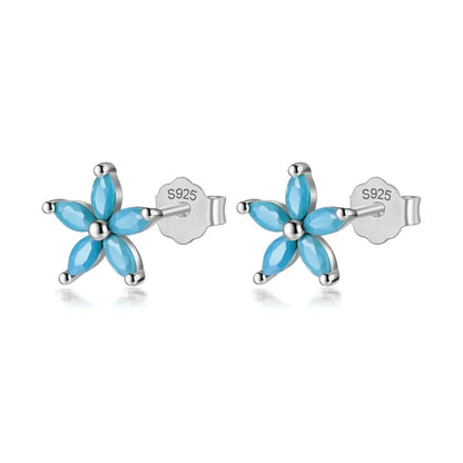 Aretes Flor con Zirconias de Color