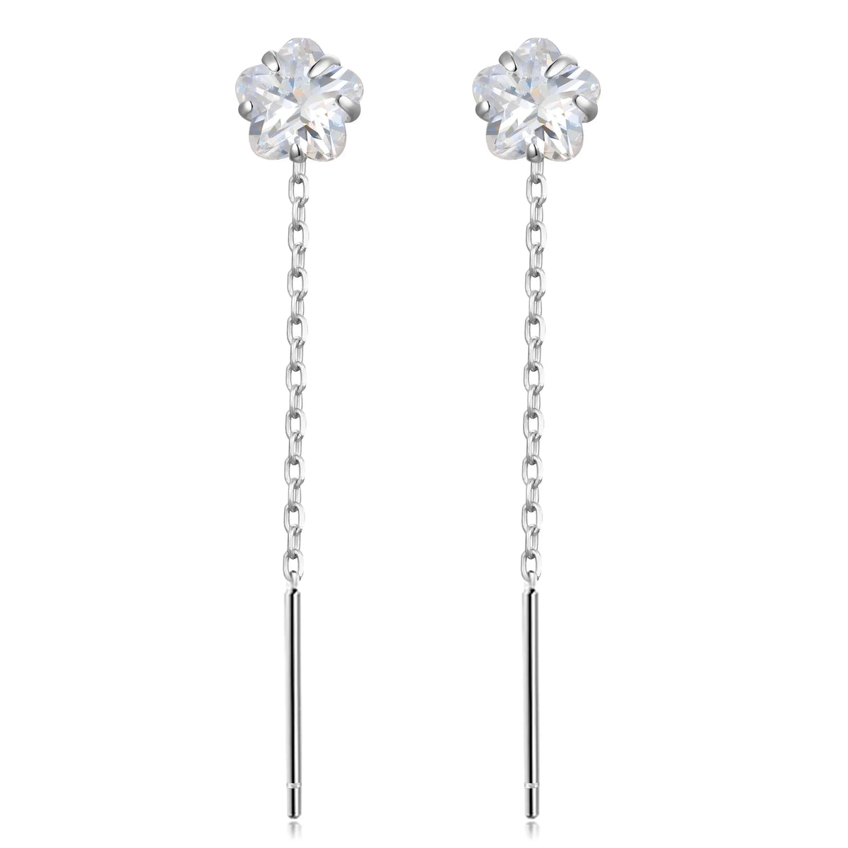 Aretes Largos con Zirconia Colgante en Cinco Formas