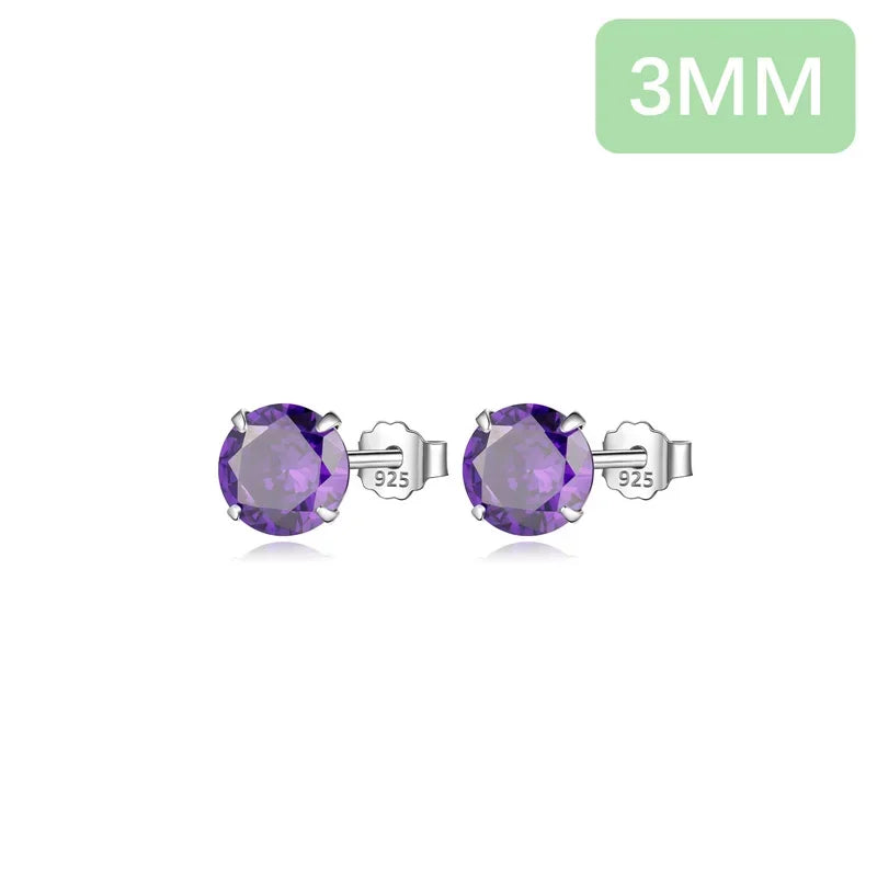 Aretes Solitario de Zirconia Morada