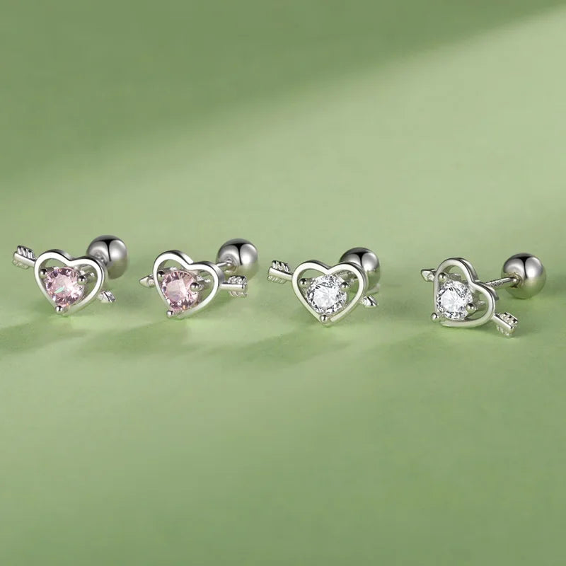 Aretes Corazón Blanco o Rosa