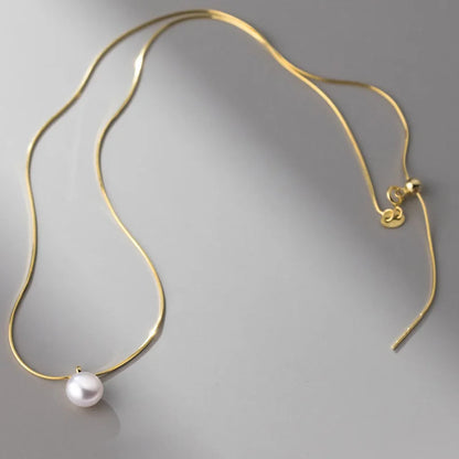 Collar Cadena Serpiente con Perla