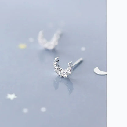 Aretes Mini Luna con Zirconias