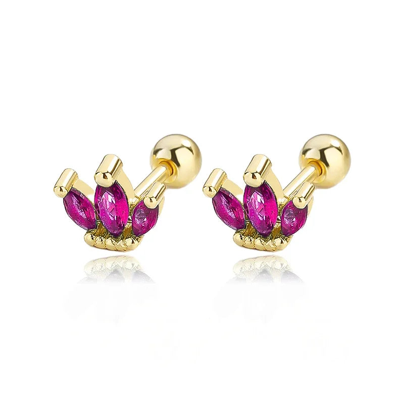 Aretes Marquesa con Zirconia de Color y Rosca