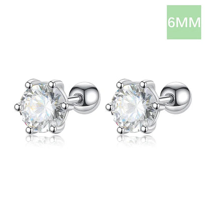 Aretes Botón Zirconia de Seis Garras