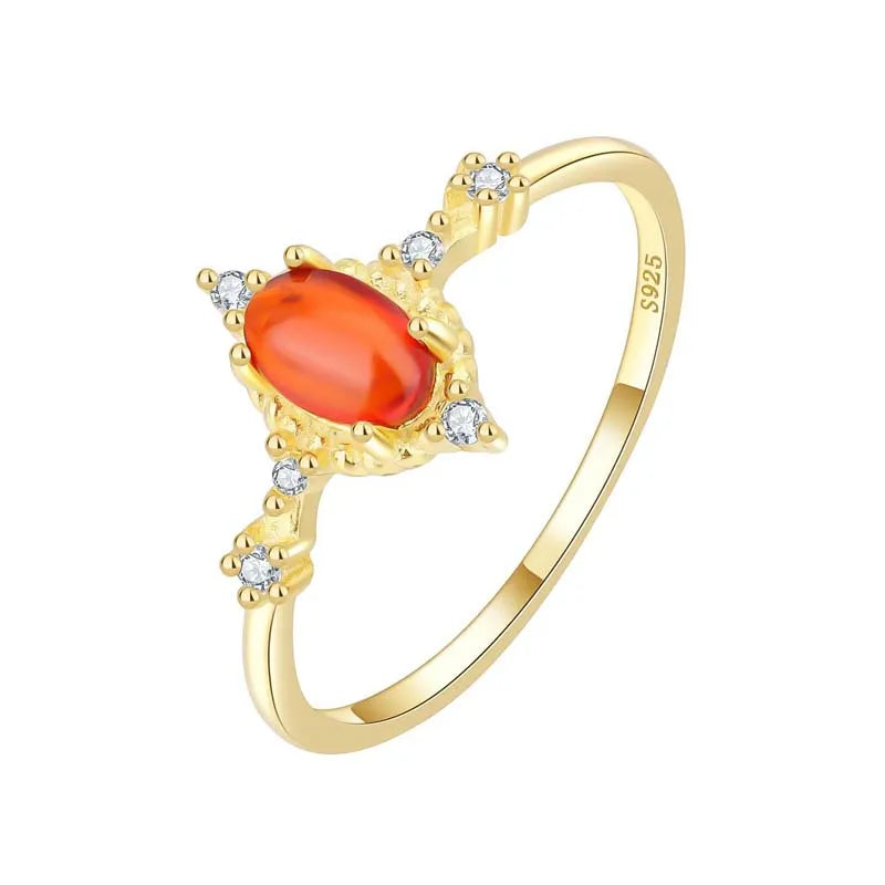 Anillo Vintage con Piedra Roja Ovalada