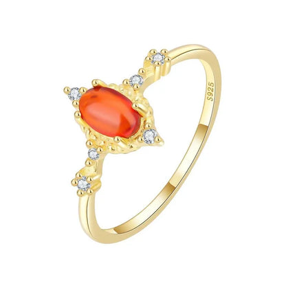 Anillo Vintage con Piedra Roja Ovalada