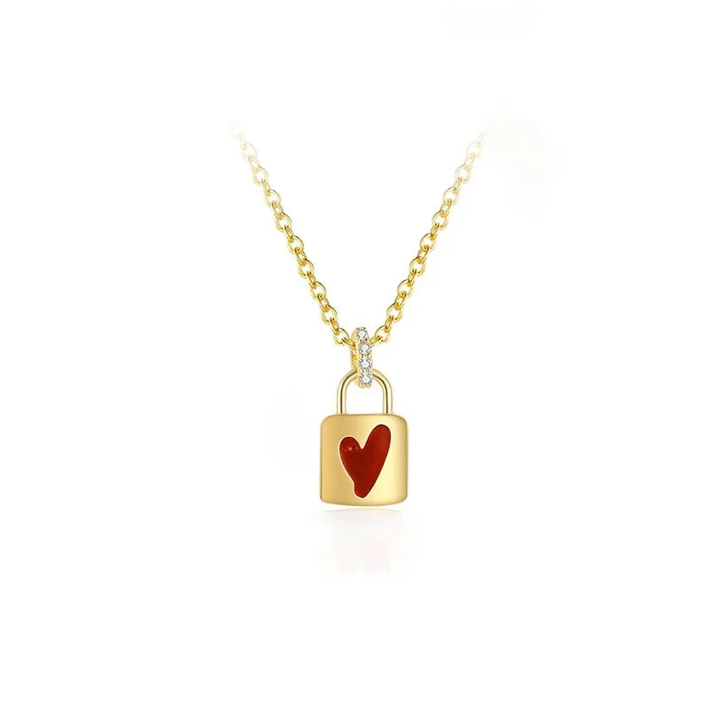 Aretes o Collar Corazón Candado o con Rayo