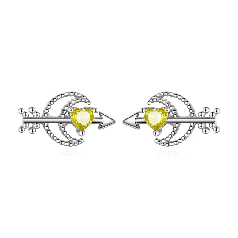 Aretes Corazón y Luna con Zirconia