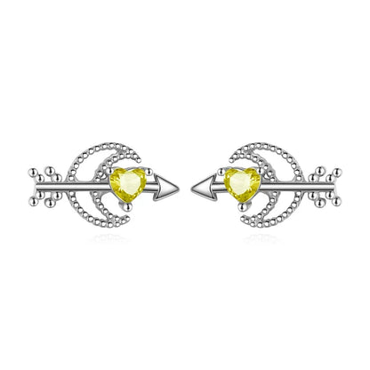 Aretes Corazón y Luna con Zirconia