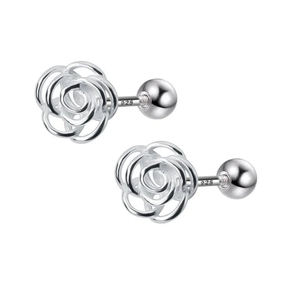 Aretes Flor de Rosa con Cierre de Rosca