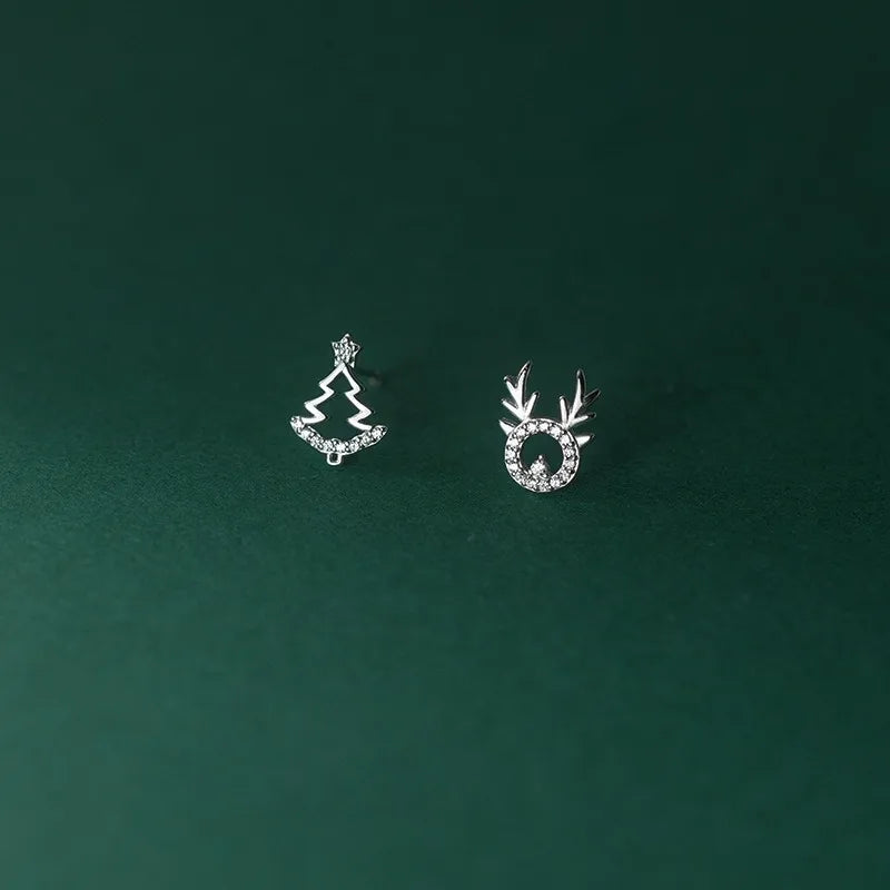 Aretes Asimétricos Reno y Árbol de Navidad